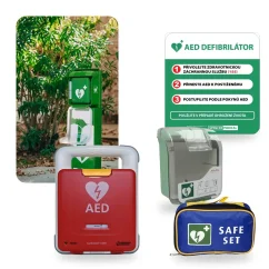 Záchranné stanoviště na stojanu – AED CardioAid-1 + AIVIA 200 V3 + stojan BORNAVIE V3