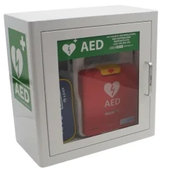 Defibrilátorová skříň ARKY (AED) s alarmem, bílá – pohled 1 Defibrilátorová skříň ARKY (AED) s alarmem, bílá – pohled 1