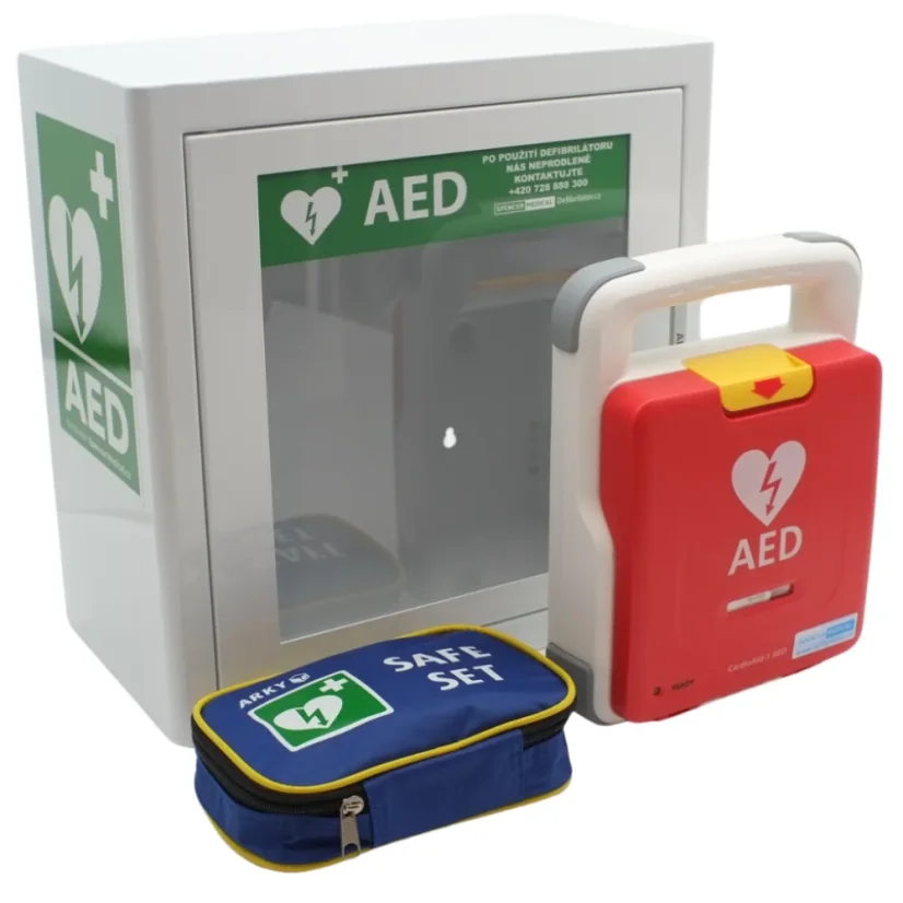 Defibrilátorová skříň ARKY (AED) s alarmem, bílá – pohled 3