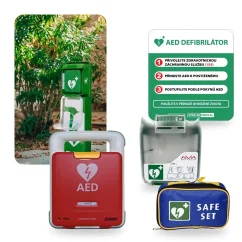 Záchranné stanoviště na stojanu na kód – AED CardioAid-1 + AIVIA 210 V3 + stojan BORNAVIE V3