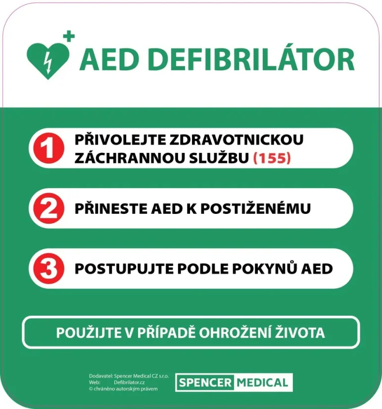 Záchranné stanoviště na stojanu na kód – AED CardioAid-1 + AIVIA 210 V3 + stojan BORNAVIE V3
