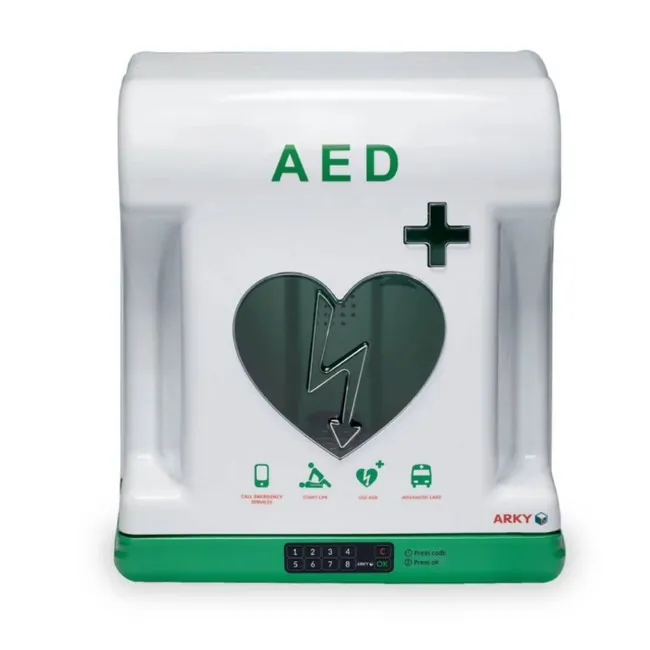 ARKY CORE PLUS venkovní AED skříňka s alarmem a PIN zámkem