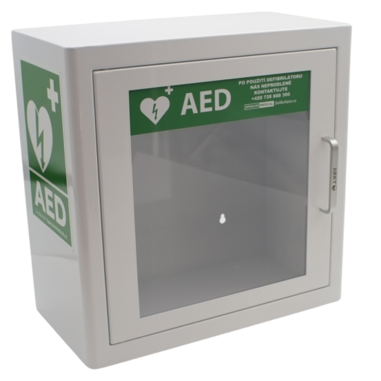 Defibrilátorová skříň ARKY (AED) s alarmem, bílá